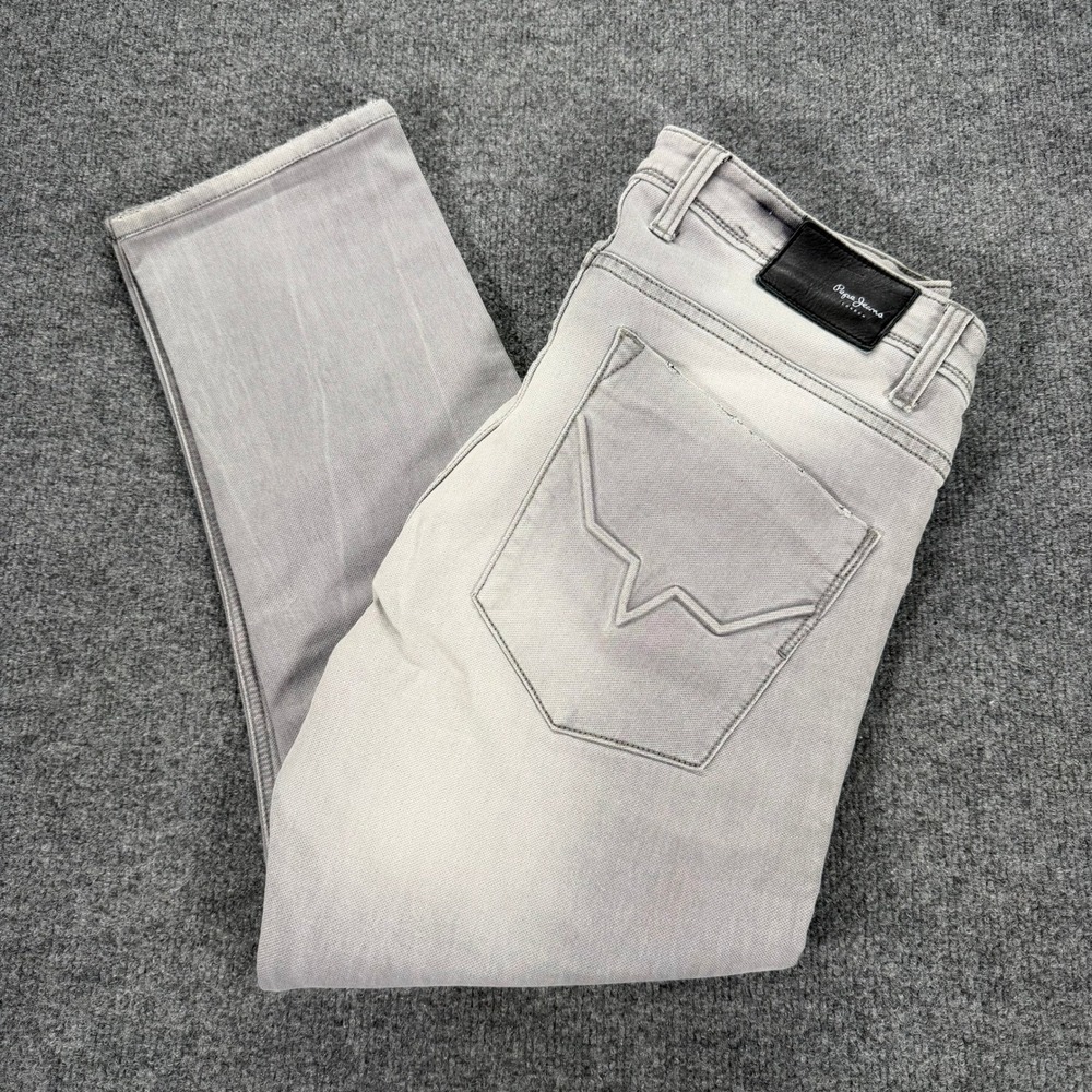 Pepe Jeans London Dudley Vapour Gymdigo Grey Straight Leg Jeans 34x32 #4115